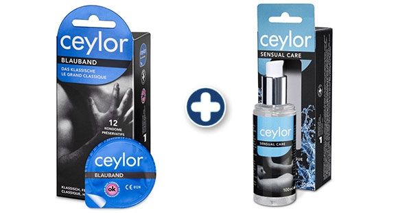 ceylor Blauband Präservative + Sensual Care Gleitgel