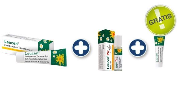 Leucen Set Essigsaures Tonerde-Gel 180g + Pic Roll-on + GRATIS Gel 50g