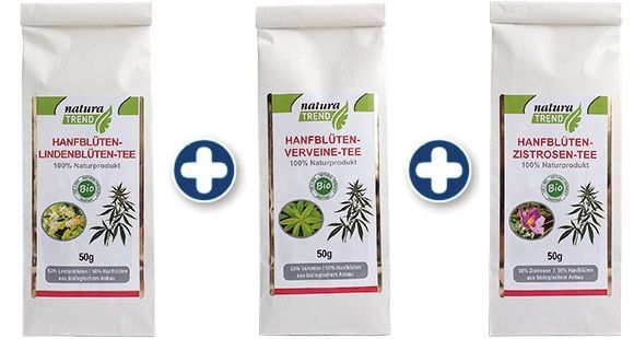 naturatrend Hanfblütentee Set (Lindenblüten, Verveine, Zistrosen)